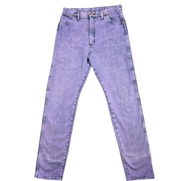 Wrangler Denim - Vintage Wrangler 14MWZAP Purple Acid Wash Jeans High Rise Straight Leg USA 31x34